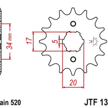 ZĘBATKA PRZEDNIA 2060 12 HONDA CRF 230 '03-15' TRX 200 SX FOUTRAX '86-88' '90-97' (206012JT) (ŁAŃC. 520) JT