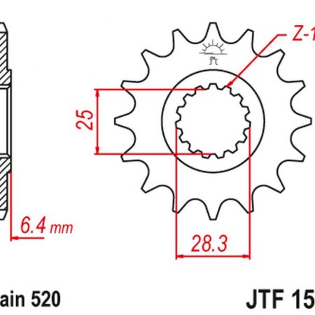 ZĘBATKA PRZEDNIA 2168 16 YAMAHA YFZ 450/YFM 700 RAPTOR '06-'19 (216816JT) JT
