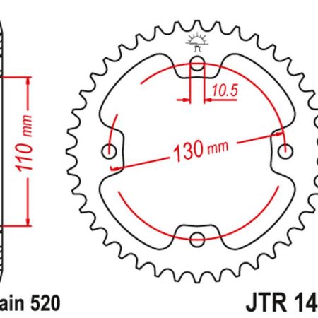 ZĘBATKA TYLNA 4303 37 KAWASAKI KSF 450 (KFX 450) '08-14' (ATV) (430337JT) (ŁANC.520) JT