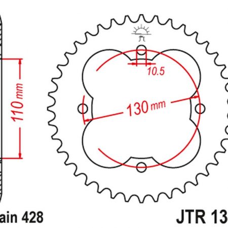 ZĘBATKA TYLNA 4355 50 HONDA TRX 90 '93-19', TRX 125 '87-88' (435550JT) (ŁAŃC.428) JT