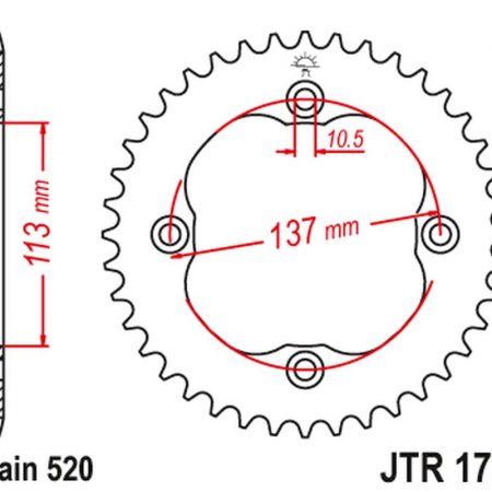 ZĘBATKA TYLNA 4509 35 SUZUKI LTZ 400 '09-12' (LT-Z), LTR 450 '06-10' (LT-R) (450935JT) (ŁAŃC.520) JT