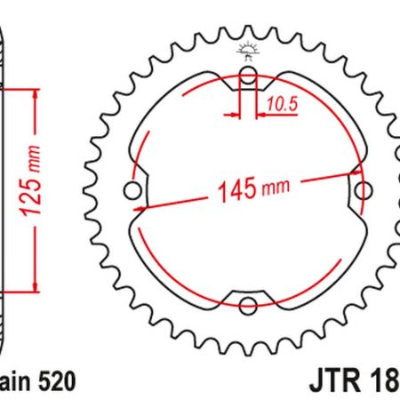 ZĘBATKA TYLNA 4588 45 YAMAHA YFZ 450R '09-19, YFM 250/350/450/700 RAPTOR (458845JT) (ŁAŃC. 520) JT