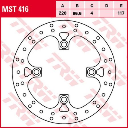 TARCZA HAMULCOWA PRZÓD YAMAHA YFM 700 GRIZZLY '07-, (220X95,5X4MM) TRW LUCAS ZF