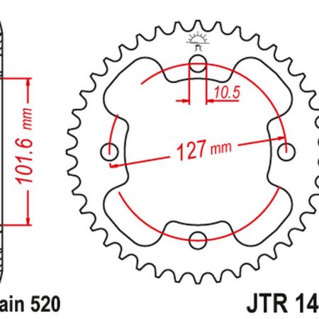 ZĘBATKA TYLNA 4480 38 POLARIS 450 OUTLAW '08-10', 500 PREDATOR '03-07', 525 OUTLAW '08-10' (448038JT) (ŁAŃC.520) JT